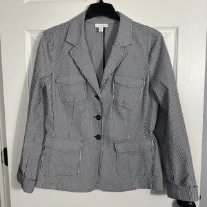 Charter Club sz. Large seersucker blue/white jacket, spring, nautical